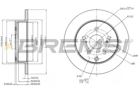 Тормозной диск зад. RAV 4 III/IV 06- (281x12) BREMSI CD7846S