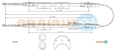 FORD Трос ручного гальма Fiesta 86- ADRIAUTO 13.0234