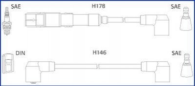 DB дріт запалювання W124 260 300 M103 HITACHI (HÜCO) 134756 (фото 1)