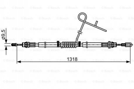 Трос ручника (задній) (R) Ford Transit 12- (L=1318mm) BOSCH 1987482559