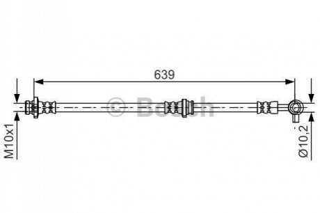 Шланг гальмівний (передній) Nissan Juke 10-19 (L=639mm) (L) BOSCH 1987481696 (фото 1)