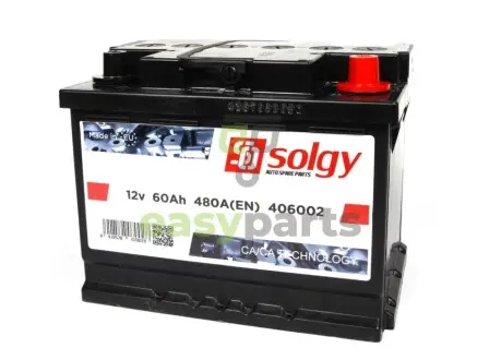 Акумуляторна батарея 60Ah/480A (242x175x190/+R) Solgy 406002