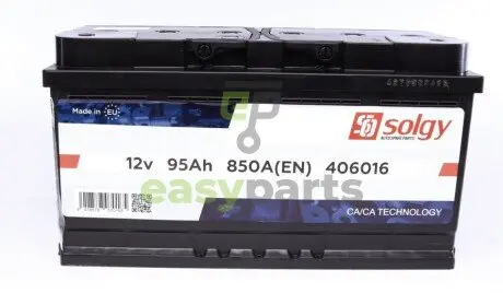 Акумуляторна батарея 95Ah/850A (353x175x190/+R) Solgy 406016