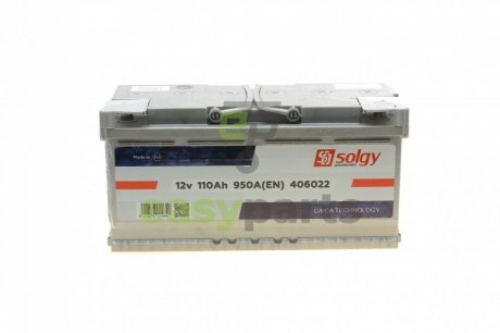 Акумуляторна батарея 110Ah/950A (395x175x190/+R) Solgy 406022
