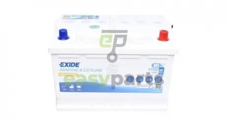 Акумуляторна батарея 80Ah/600A (278x175x190/+R/B13) (Equipment/для водного транспорту) EXIDE ET550