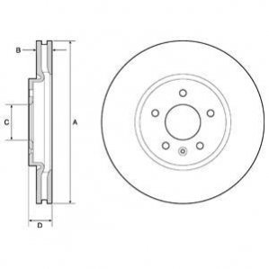 Гальмiвнi диски фарбованi переднi Delphi BG4672C (фото 1)