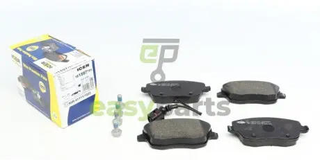 Колодки гальмівні (передні) Seat Ibiza/VW Polo 01-09/Skoda Fabia 99-14/Roomster 06-15 (+датчик) ICER 181597-701