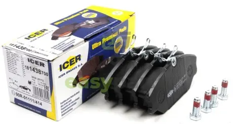 Колодки гальмівні (передні) Renault Clio II 00-09/Laguna 93-01/Megane/Scenic/Safrane 96-03 ICER 181438-700