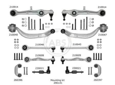 К-кт важелів перед.підвіски Audi A4 (з тонким пальцем) A.B.S. 219901