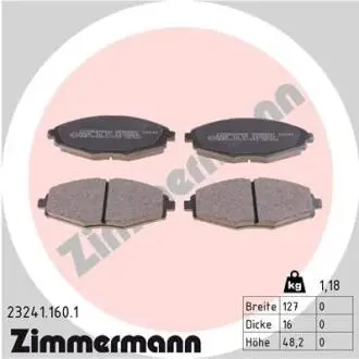 Гальмiвнi колодки дисковi переднi ZIMMERMANN 232411601