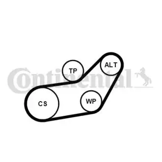 Комплект (ремень + ролики+помпа) Contitech 6PK1045 WP1