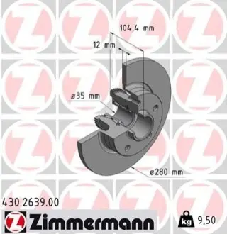 Гальмiвнi диски з пiдшипниками заднi ZIMMERMANN 430263900
