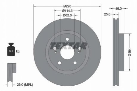 Диск гальмівний (передній) Suzuki Grand Vitara II 05- (295x25) PRO TEXTAR 92156503