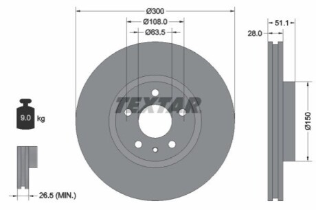 Диск тормозной TEXTAR 92268603