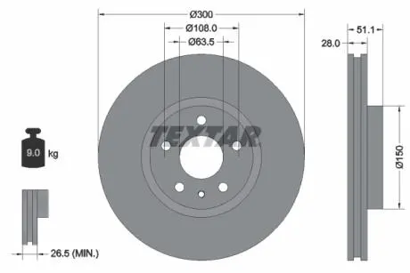 Диск гальмівний TEXTAR 92268603 (фото 1)