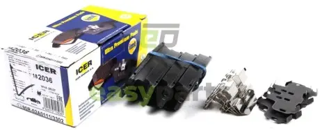 Колодки гальмівні (задні) Kia Sportage/Ceed/Rio/Optima/Hyundai Accent/i10/i20/i30/i40/Elantra 10- ICER 182036