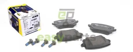 Колодки гальмівні (задні) Audi A6 05-18/Q3/Skoda Octavia 12-/VW Passat B6-B8/Tiguan 05-/Sharan 10- ICER 181857