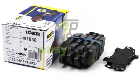 Колодки гальмівні (задні) Nissan Juke 14-/Qashqai/Rogue/X-Trail 07-13/Teana 03-13/Renault Koleos 08 ICER 181838