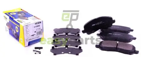 Колодки гальмівні (передні) Citroen C4/Peugeot 4008 12-/Mitsubishi Lancer/Outlander 03-/Jeep/Dodge ICER 181806