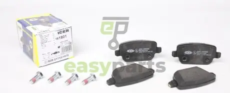 Колодки гальмівні (задні) Ford Focus/Galaxy/Mondeo/S-Max/Kuga 05-15/Volvo S80/V70/XC70 06-16 ICER 181801