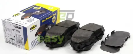Колодки гальмівні (передні) Toyota Corolla 01-18/Auris 07-12/Rav4 III 05-/Yaris/Prius+ 12- ICER 181760