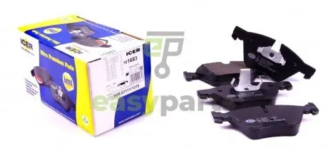 Колодки гальмівні (передні) BMW 3 (E90/E91/E92) 07-13/5 (E60/E61) 03-10/X1 (E84) 09-15 (кріпл.51мм) ICER 181683