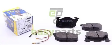 Колодки гальмівні (передні) Peugeot 106 91-04/205/305/309/405 82-98/Renault Clio 91-98 (з датчик.) ICER 180633