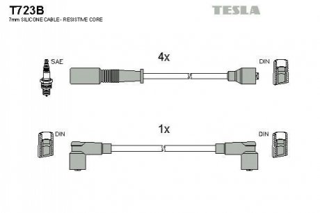 Комплект кабелiв запалювання TESLA T723B (фото 1)