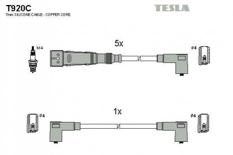 Комплект кабелiв запалювання TESLA T920C