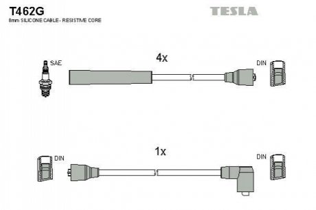 Комплект проводов зажигания TESLA T462G