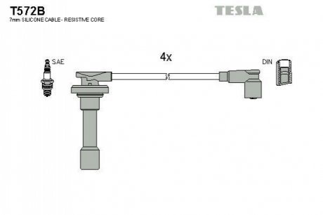 Комплект проводов зажигания TESLA T572B (фото 1)