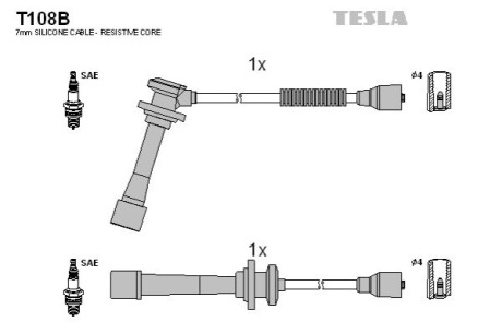 Комплект кабелiв запалювання TESLA T108B