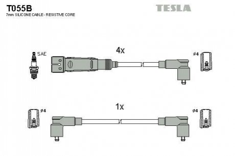 Комплект проводов зажигания TESLA T055B