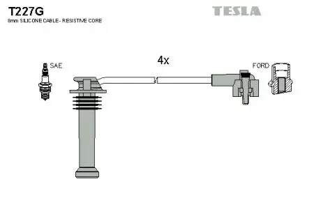 Комплект кабелiв запалювання TESLA T227G
