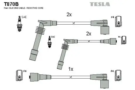 Комплект проводов зажигания TESLA T870B