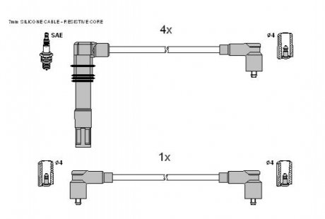 Комплект кабелiв запалювання STARLINE ZK 9972 (фото 1)