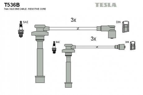 Комплект проводов зажигания TESLA T536B (фото 1)