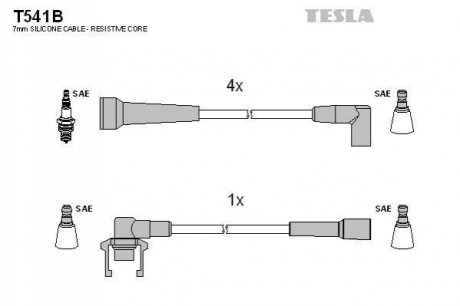 Комплект проводов зажигания TESLA T541B (фото 1)