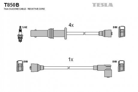 Комплект проводов зажигания TESLA T850B (фото 1)