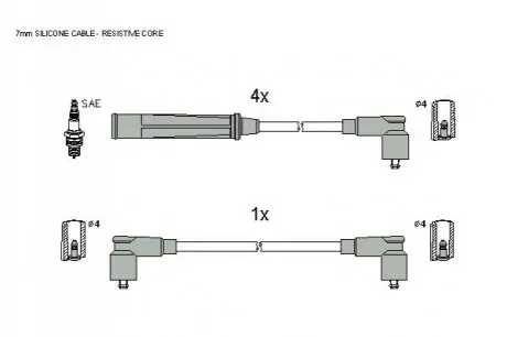 Комплект кабелiв запалювання STARLINE ZK 4284