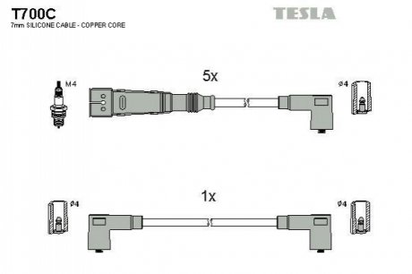 Комплект проводов зажигания TESLA T700C (фото 1)