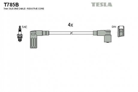 Комплект проводов зажигания TESLA T785B