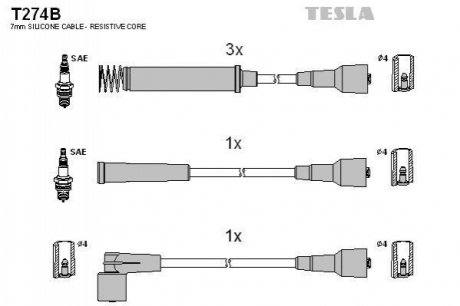 Комплект проводов зажигания TESLA T274B (фото 1)