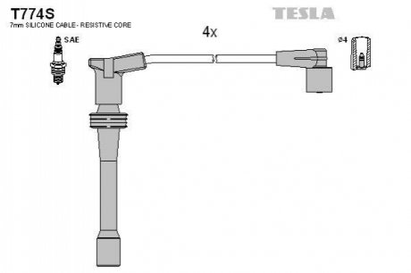 Комплект проводов зажигания TESLA T774S