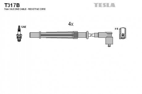Комплект проводов зажигания TESLA T317B (фото 1)