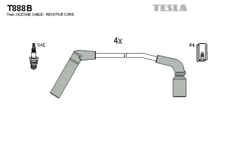 Комплект проводов зажигания TESLA T888B