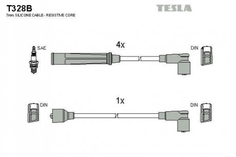 Комплект проводов зажигания TESLA T328B