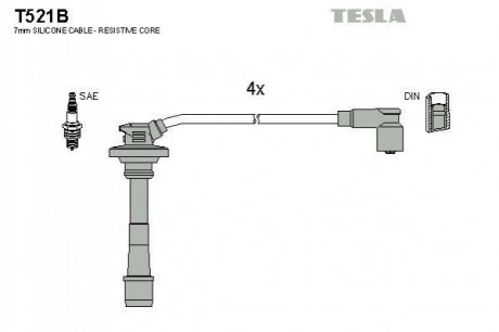 Комплект кабелiв запалювання TESLA T521B