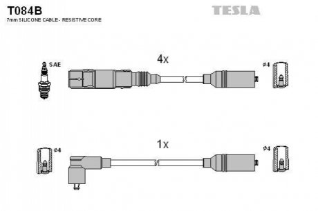 Комплект проводов зажигания TESLA T084B (фото 1)