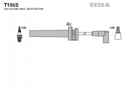 Комплект проводов зажигания TESLA T106S (фото 1)